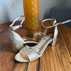 Badgley Mishka Gold Heels Size 8.5